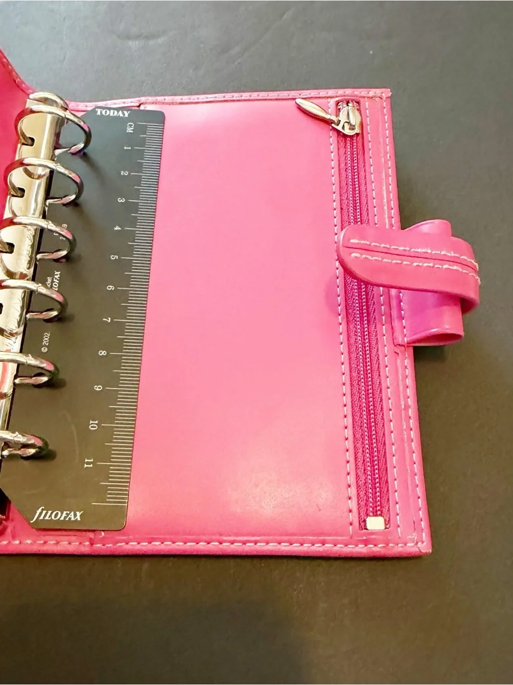 Filofax Cross Pink A7 Pocket Organizer Planner Binder 6 Ring Italian Leather